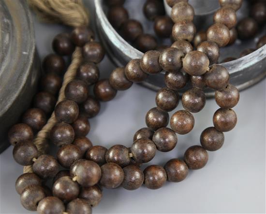 A Chinese wood bead rosary, diameter 13.5cm